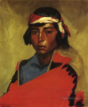 アンリ・ロベール Painting - テスク・プエブロの若いバックの肖像画 アシュカン学校 ロバート・アンリ